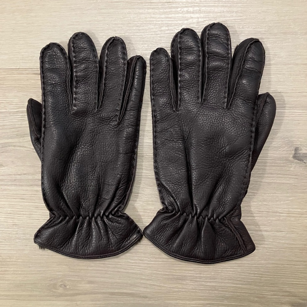 Portolano deer skin and rabbit fur gloves